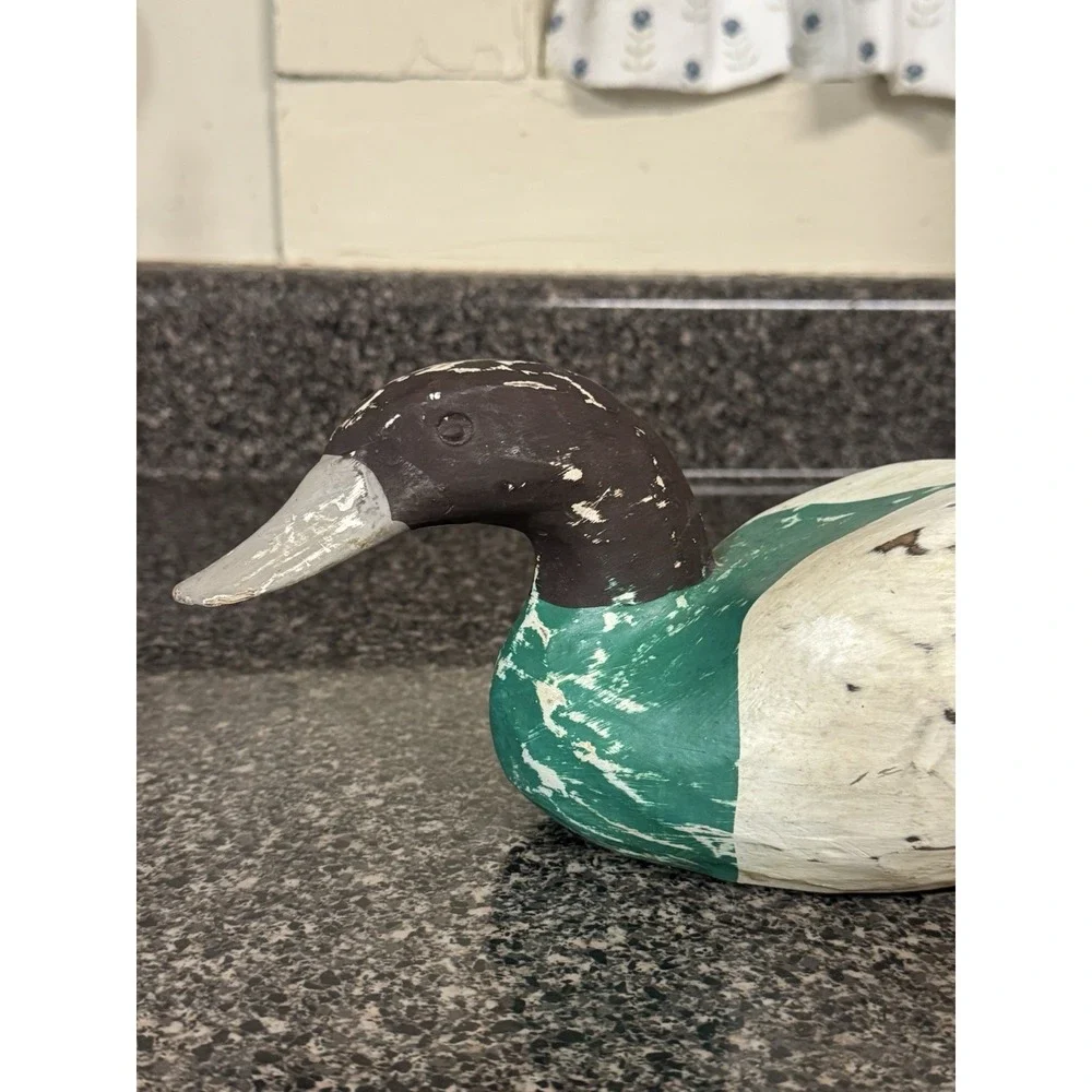 Antique Primitive Carved & Painted Wooden Duck Decoy